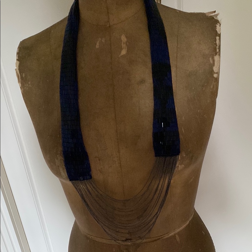 Elegant Blue /Black Beaded Necklace.